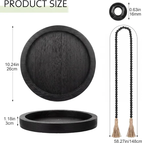 Miniatura 3 de Juego de 5 piezas de centros de mesa rústicos de mesa, juego de 3 jarrones de cerámica boho con bandeja de madera para servir cuentas de madera