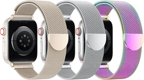 Miniatura 15 de BELONGME Paquete de 3 correas de malla en bucle compatibles con Apple Watch para mujeres y hombres 40mm 41mm 38mm 42mm 44mm 45mm 49mm 46mm Series 11