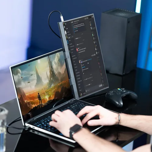 Miniatura 9 de VIVO Monitor portátil de 15.6 pulgadas con soporte de sujeción para extensor de pantalla de laptop, se adapta a portátiles de hasta 18.5 pulgadas