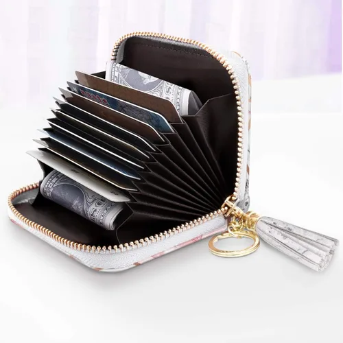Miniatura 2 de Billetera pequeña para tarjetas de crédito RFID con purpurina linda para mujer