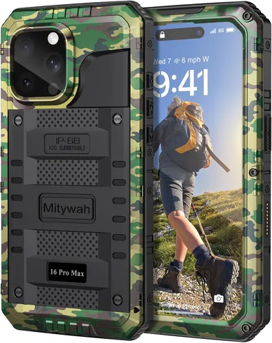 Miniatura 75 de Mitywah Funda impermeable para iPhone 7/iPhone 8 / iPhone SE 2020, funda de metal resistente de grado militar, protección de cuerpo completo