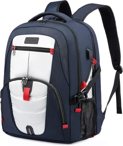 Miniatura 20 de LOVEVOOK Mochila grande de viaje y para laptop, impermeable, antirrobo, con cerradura y puerto de carga USB, para negocios, hombres, mujeres, Negro