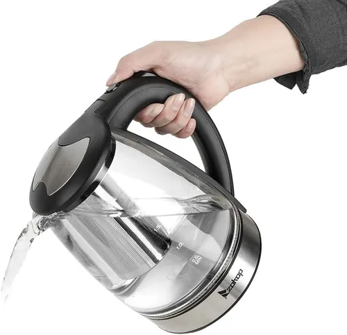 Miniatura 4 de Hervidor de té eléctrico de vidrio de 1.8 L, hervidor de agua eléctrico de hervido rápido, caldera de agua caliente y calentador de té, con luces