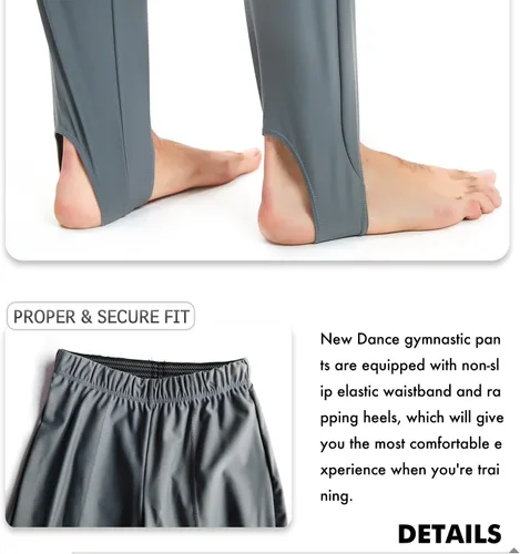 Miniatura 3 de Pantalones de gimnasia para hombres y niños, leotardo, mallas de ballet juveniles, pantalones de estribo para danza, yoga, práctica atlética
