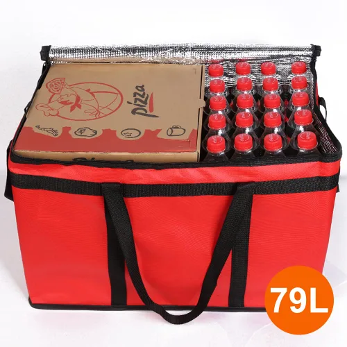 Miniatura 4 de Bodaon Paquete de 5 bolsas aisladas para entrega de alimentos, bolsa XXXL sin fondo duro, color rojo