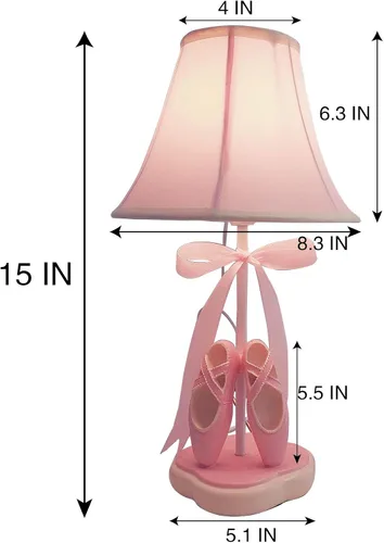 Miniatura 3 de Cozylight Lámpara de noche, diseño de zapatos de baile rosa, lámpara de mesa de 14 pulgadas de alto con pantalla de costura de tela para decoración