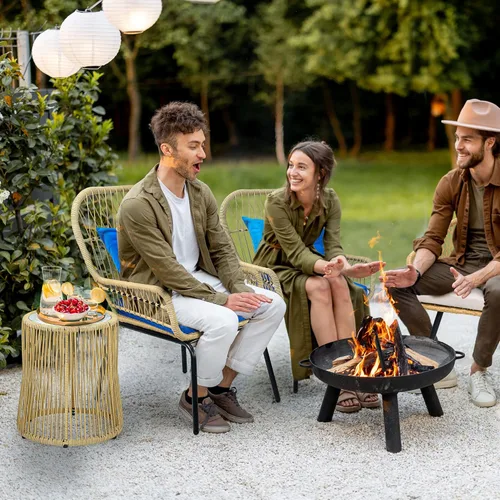 Miniatura 2 de YITAHOME Juego de 3 muebles de mimbre para patio al aire libre, sillas de conversación de ratán para todo tipo de clima, para patio trasero, balcón