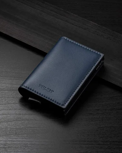 Miniatura 17 de VULKIT Tarjetero RFID Bloqueo de Cuero Automático Pop Up Cartera Aluminio Slim Pocket Tarjeta de Visita