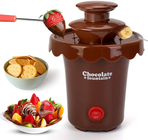 Yummy Sam Mini máquina de fuente de chocolate de 6 onzas, fuente eléctrica de queso de plástico de torre de 2 niveles, sin BPA, máquina de fusión de