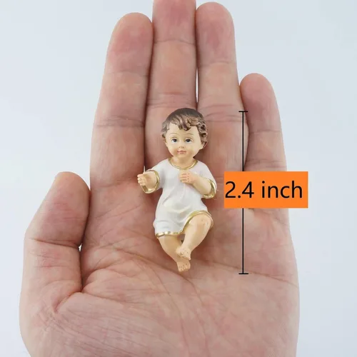 Miniatura 2 de Figurilla de resina del Niño Jesús en tela sagrada - Estatua coleccionable de la Natividad y regalos de fe sagrada (2.4 pulgadas)