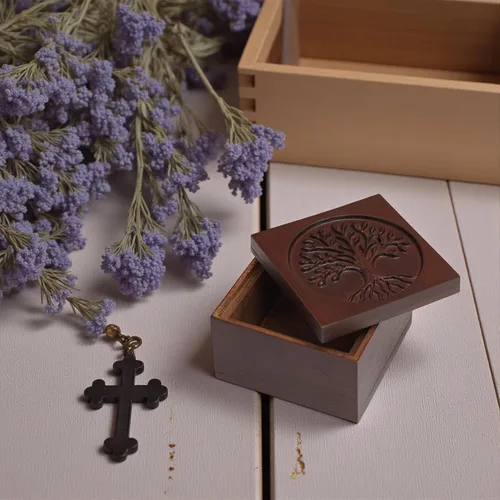 Miniatura 6 de KATINAT Joyero de madera tallado a mano del árbol de la vida – Caja de almacenamiento de recuerdos artesanal, regalo decorativo hecho a mano