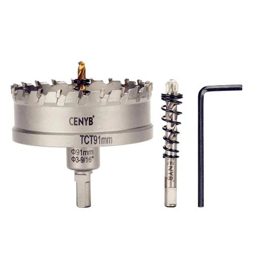 Miniatura 67 de 10 piezas (16-54 mm) Kit de sierra perforadora de carburo TCT para metales duros. Incluye 2 brocas de titanio, 1 broca piloto escalonada y 2 llaves