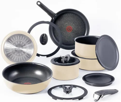 Miniatura 9 de T-fal Ingenio Essentials - Juego de utensilios de cocina con mango desmontable/extraíble de 11 piezas, granito titanio antiadherente, apto para Gris