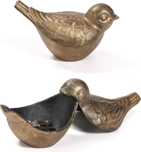 Miniatura 10 de Ocultador de llaves para exteriores, estatua de animal de hierro fundido y llaves para exteriores, soporte decorativo para llaves ocultas, antiguo
