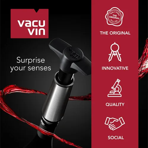 Miniatura 6 de Vacu Vin Bomba para Conservar Vino Azul con Tapón al Vacío para Vino - Mantén Tu Vino Fresco hasta 10 Días - 1 Bomba 2 Tapones - Reutilizable