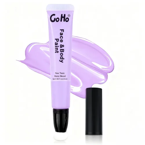 Miniatura 23 de Go Ho Barra de pintura facial verde claro, accesorios verdes, pintura corporal crema a base de agua, lavable, altamente pigmentada, suave y segura
