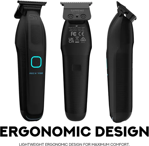 Miniatura 6 de Supreme Trimmer Recharge ST777 - Recortadora de barbero profesional con 2 baterías extraíbles Motor de 8000 RPM, cuchillas DLC de espacio cero