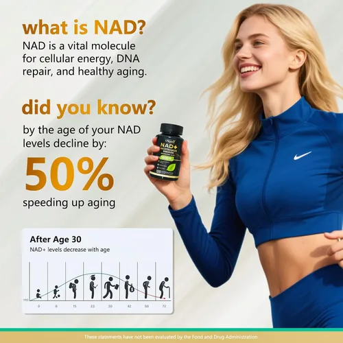 Miniatura 2 de Suplemento NAD 1500mg - NAD+ Liposomal Nicotinamida Ribósido con Resveratrol, NAD Plus Potenciador - Apoyo para la Salud Celular, Resistencia