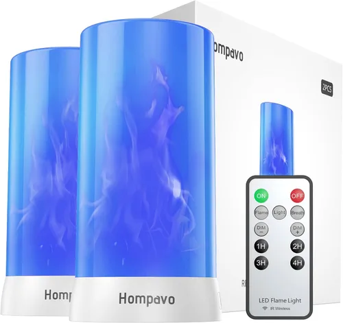 Miniatura 11 de Hompavo 【Actualizado】 Luces LED de llama, 4 modos de velas recargables sin llama con batería, linternas parpadeantes impermeables en pilar para sala