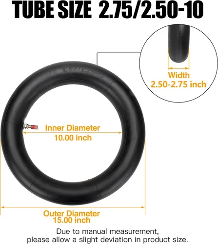 Miniatura 4 de FVRITO 2.50-10 2.75-10 2.50 x 10 Tubo interior de neumático de motocross de repuesto resistente para CRF50 XR50 Razor MX650 MX500 DRZ70 JR50 TTR50