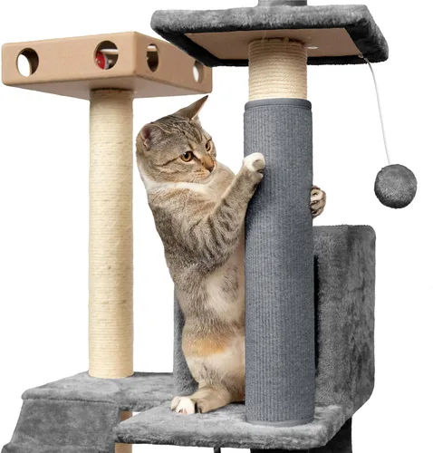 Miniatura 9 de Furhaven Funda para poste rascador envolvente para gatos de interior, se adapta a postes de hasta 3.5 pulgadas de diámetro, duradera y menos