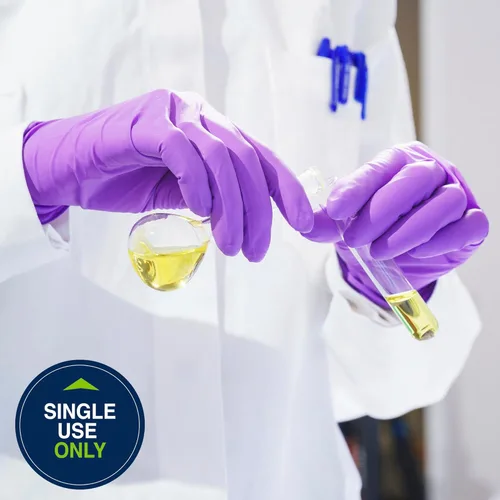 Miniatura 7 de HALYARD Guantes de nitrilo morado para examen de pacientes dentales, no estériles, 5.9 mil, 9.5 pulgadas, morado, grande, 53433 (caja de 100)