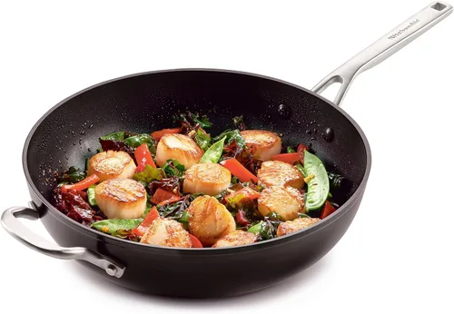 Miniatura 7 de KitchenAid Sartén/Wok Antiadherente de Inducción Anodizada Dura para Saltear con Mango Auxiliar, 12.25 Pulgadas - Negro Mate