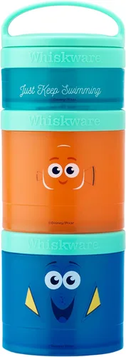 Whiskware Disney Pixar - Contenedores apilables para aperitivos para niños, 3 tazas apilables para aperitivos para la escuela y viajes, Buscando a