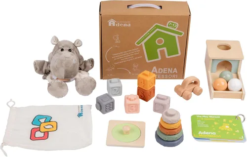 Kit de juego Adena Montessori para bebés de 7-12 meses, juguetes educativos de desarrollo cerebral de 6 en 1 para niños pequeños que incluyen primer