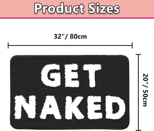 Miniatura 2 de Alfombra de baño divertida con texto en inglés «Get Naked», suave, antideslizante, bonita, divertida decoración de baño para dormitorio