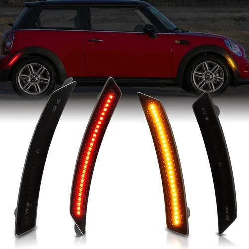 Miniatura 10 de POPMOTORZ Kit de luces LED de marcador lateral para guardabarros, 4 lámparas de marcador lateral de parachoques delantero ámbar y trasero rojo