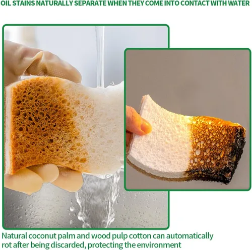 Miniatura 4 de Esponjas de cocina naturales biodegradables a base de plantas, esponja compostable de celulosa con fibra de coco, esponja de limpieza sin rayones