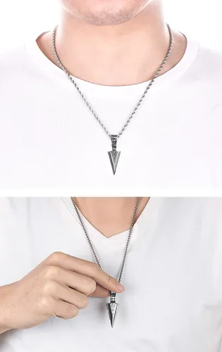 Miniatura 4 de STARCHENIE Collar con colgante de punta de flecha de acero inoxidable para hombre