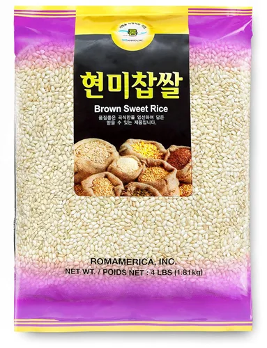 ROM AMERICA Arroz integral glutinoso dulce y pegajoso de grano corto para cocina asiática y postres, risotto, gachas, tazón de desayuno saludable,