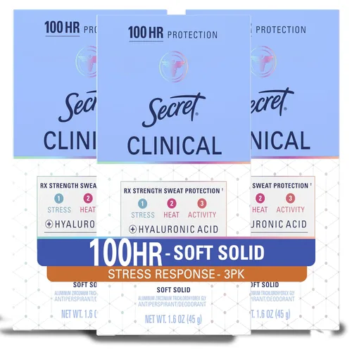 Secret Clinical Strength desodorante antitranspirante para mujeres, respuesta al estrés, 3X protección contra el estrés, 72 horas de protección