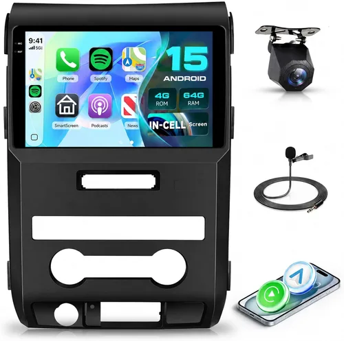 Radio de coche para Ford F150 2009-2014: [4G+64G] 9 pulgadas 1280 * 720 Incell pantalla Android unidad principal estéreo con Carplay