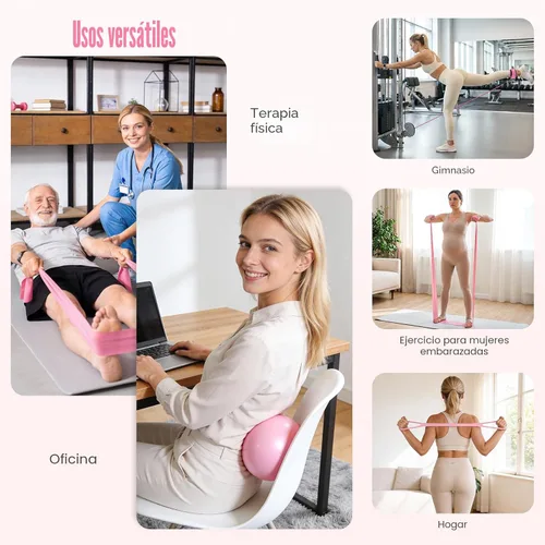 Miniatura 7 de Pilates Kit, Pilates Equipment for Home Workouts, Home Pilates Essentials Kit for Women with Pilates Ring and Ball Set, Socks, Ankle Resistance Rosa