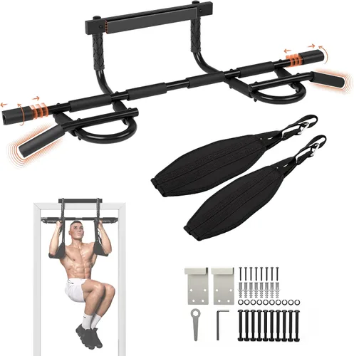 Miniatura 11 de Yes4All - Barra de dominadas de pared resistente, barra de dominadas sobre la puerta, barra de agarre múltiple para chin up, barras de entrenamiento