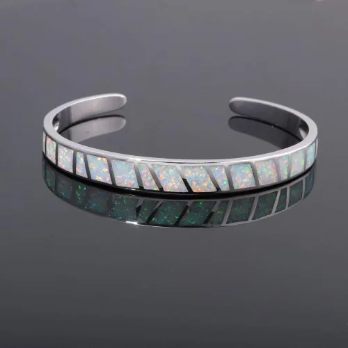 Miniatura 2 de CiNily Pulsera de ópalo para mujer, chapada en oro, hipoalergénica, con piedras preciosas abiertas