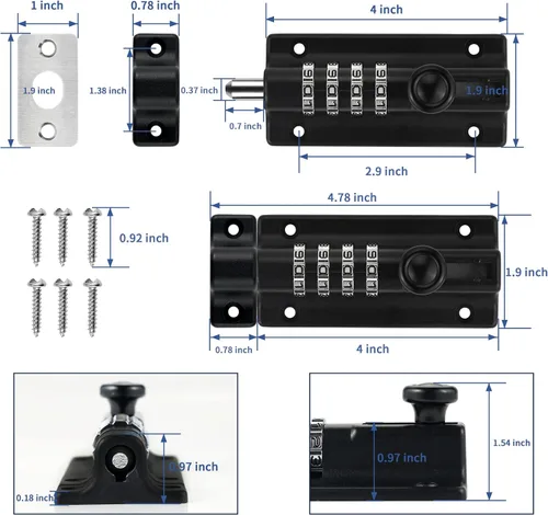 Miniatura 5 de Perno de bloqueo combinado, perno de barril de combinación de aleación de zinc maciza, cerradura de seguridad deslizante con configuración