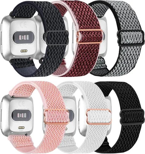 Miniatura 9 de Paquete de 6 correas elásticas ajustables para reloj compatibles con Fitbit Versa/Fitbit Versa Lite/Fitbit Versa 2 para mujeres y hombres, correa