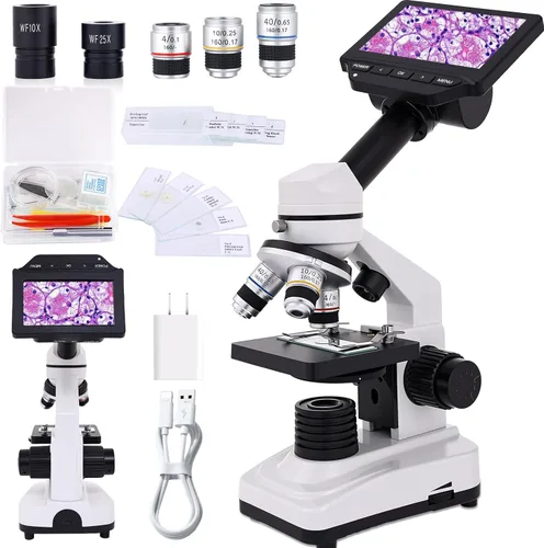 Miniatura 8 de Microscopio para Adultos y Niños, Microscopio Compuesto de Alta Potencia 40X-2000X para Estudiantes, Laboratorio Escolar y Educación en Casa, Blanco