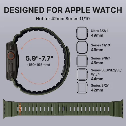 Miniatura 5 de Bandletic Magnetic Watch band Compatible with Apple Watch Bands - Magnet Bands 49mm 46mm 45mm 44mm 42mm Men Women, Rugged Silicone Strap for iWatch