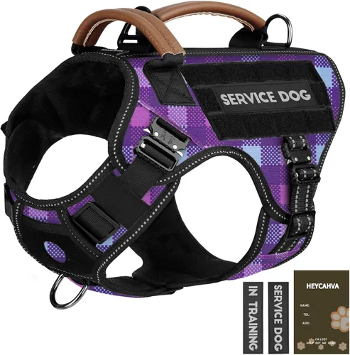 Miniatura 9 de Chaleco para perro de servicio - HEYCAHVA Arnés táctico para perro con hebillas metálicas completas para perros grandes y medianos, chaleco Negro