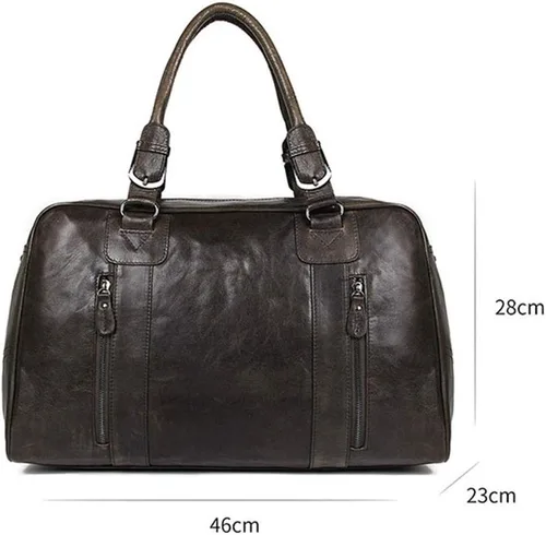 Miniatura 8 de Vintage aceite cera cuero viaje Duffel 15 "portátil hombro bolsa de fin de semana deportes durante la noche equipaje Tote bolso gimnasio bolsa