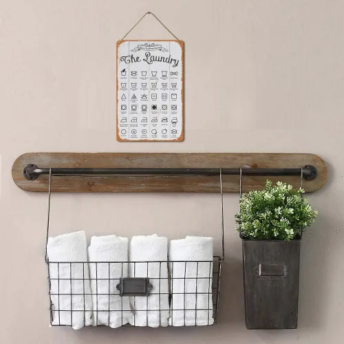 Miniatura 3 de Letrero de madera con símbolos de lavandería, 8 x 12 pulgadas, placa de guía colgante rústica para decoración de cuarto de servicio Sign05