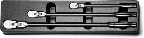 Miniatura 24 de Capri Tools Trinquetes, True 72 dientes, arco oscilante de 5 grados (juego de 3 piezas/perfil bajo de cabeza flexible), (Modelo: CP12000FX)