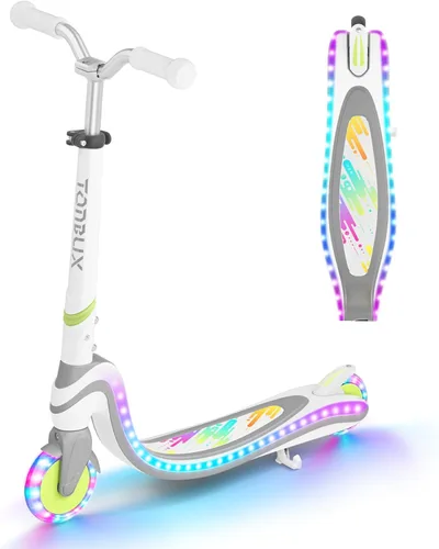 Miniatura 12 de Patinete de 2 ruedas, scooter para niños con ruedas y cubierta iluminadas, altura ajustable, 2 ruedas para niños de 5 a 7 años, scooters para niños