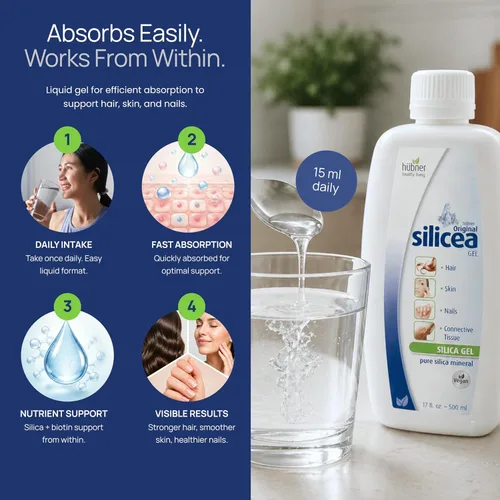 Miniatura 4 de Hübner - Gel de sílice original de 17 fl oz / 16.9 fl oz, paquete de 4, para cabello, piel, uñas y tejido conectivo, fórmula de gel de sílice