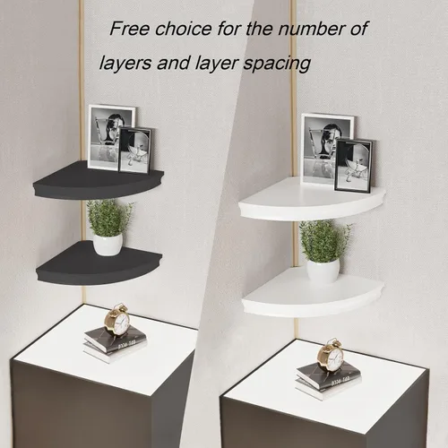 Miniatura 7 de HAO - Estante de esquina flotante invisible para montar en la pared, forma radial, patrón de agujero de alambre, perfecto para dormitorio, baño